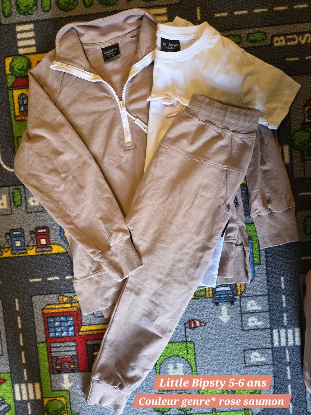 Little Bipsy Girls' Salmon Pink Jogger Set - Pants & Pullover 5-6 Ans
